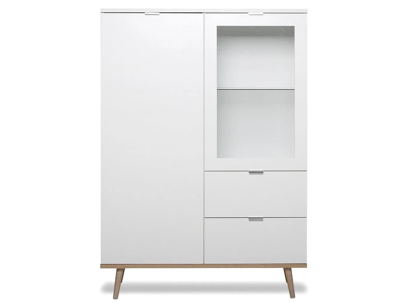 Finori Highboard Weiß mit Massivholzfüßen und Metallgriffen - Bild 4