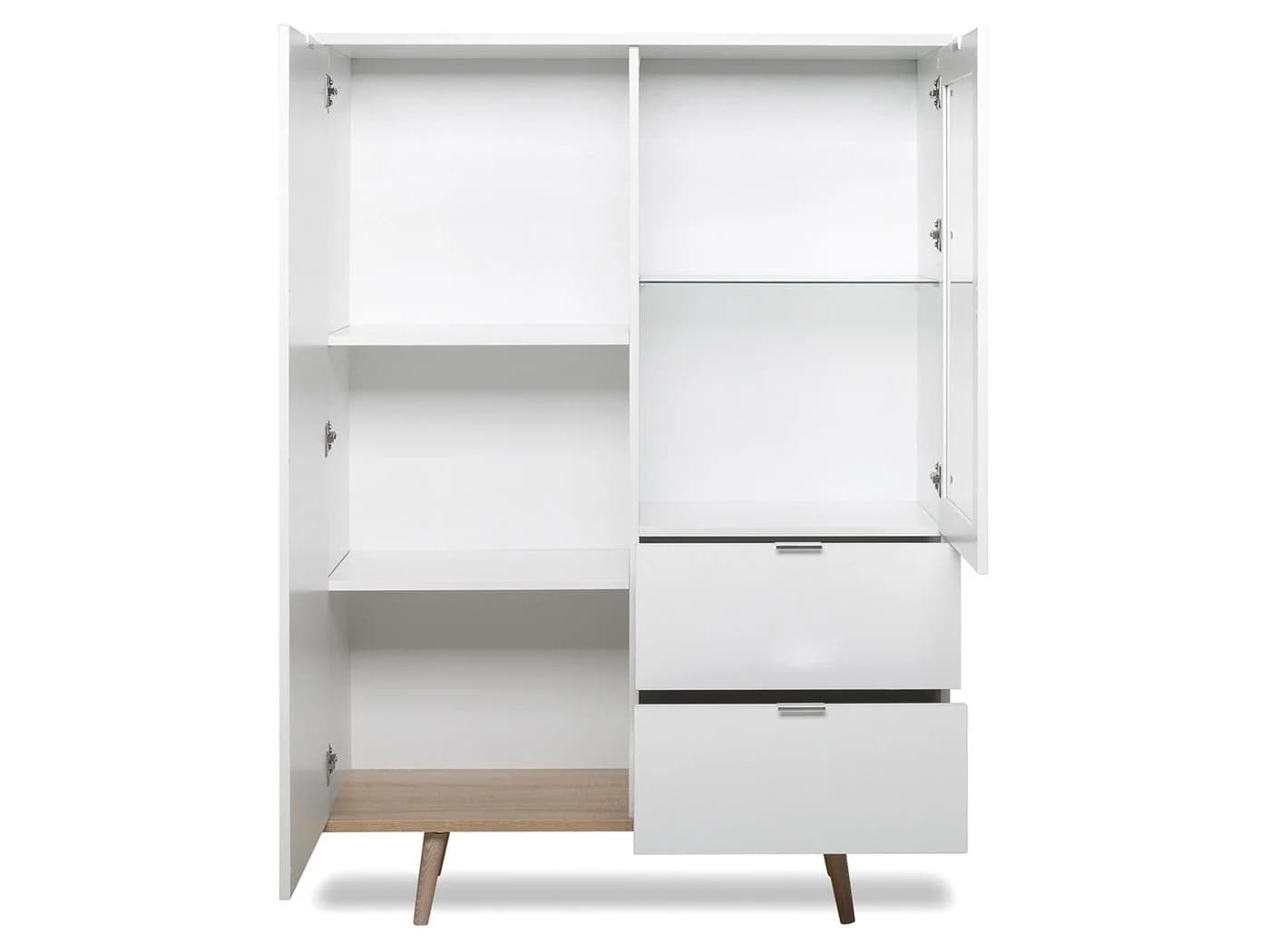 Finori Highboard Weiß mit Massivholzfüßen und Metallgriffen - Bild 5