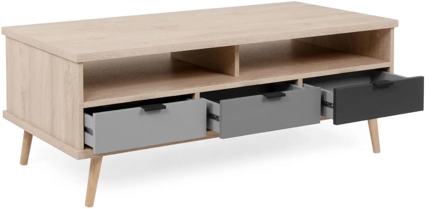 Finori Epik 54 Couchtisch Modern Braun Grau 3 Schubladen