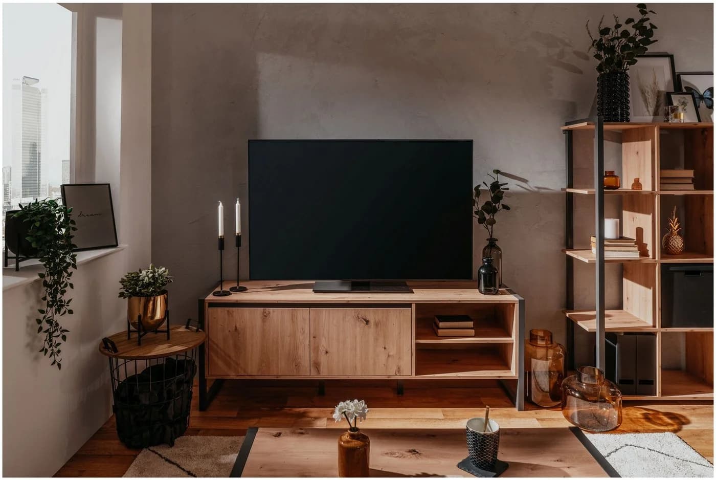 Finori TV-Schrank Artisan Eiche 160 cm Breite mit 2 Türen und 2 Einlegeböden - Bild 4