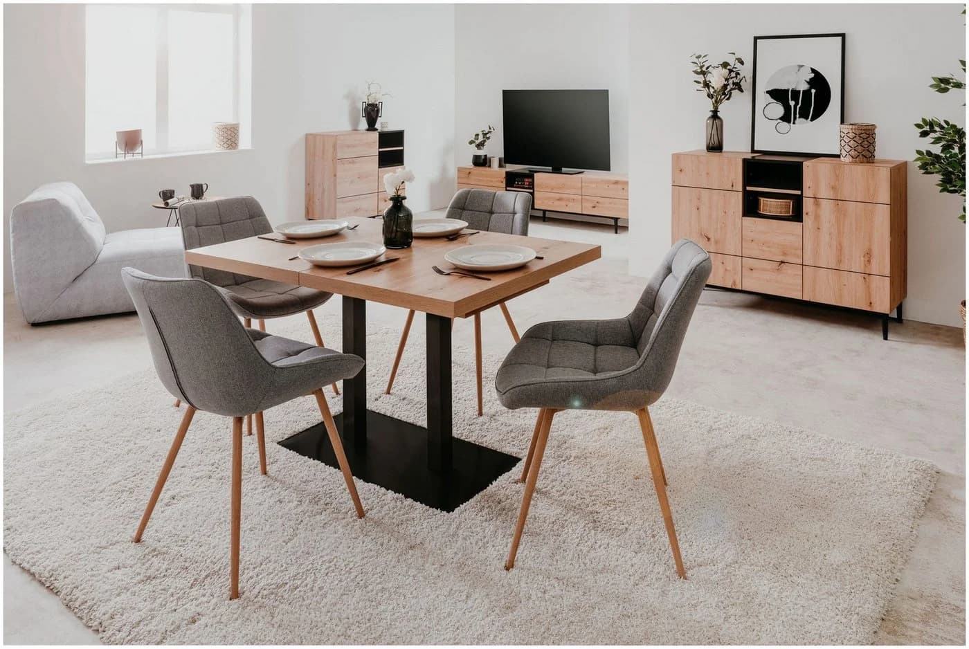 Finori TV-Board Artisan Oak Schwarz mit flexiblem Stauraum - Bild 3