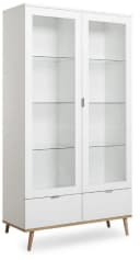 Finori Vitrine Weiß Sonoma Eiche Modern Glastüren Schubladen Bild 2