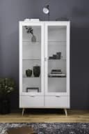 Finori Vitrine Weiß Sonoma Eiche Modern Glastüren Schubladen Bild 5