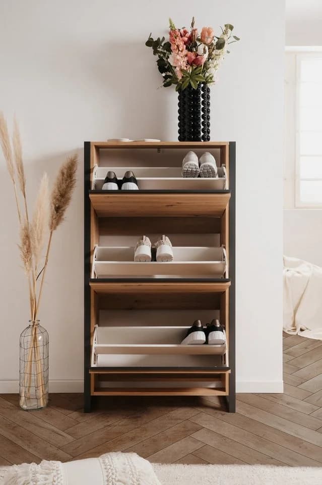 Livetastic Schuhkipper Anthrazit Eiche Artisan Holzwerkstoff