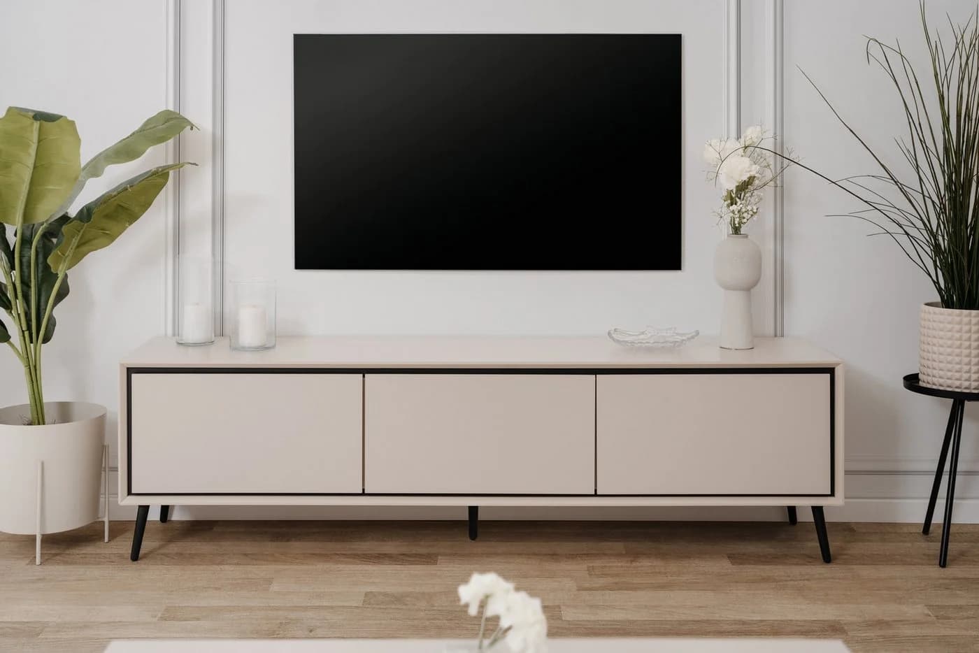 Livetastic Lowboard 3 Klappen Sand Schwarz Modern