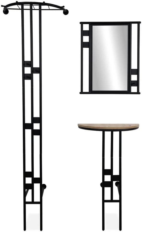 Finori Garderobe 3-teilig Schwarz Artisan Oak mit Spiegel - Bild 2