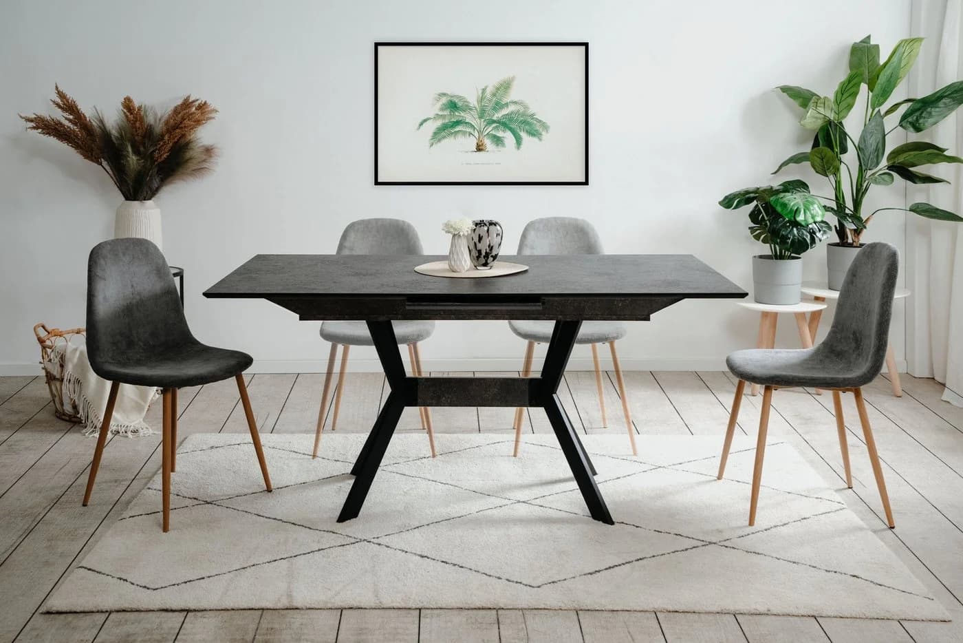Finori Esstisch Ausziehbar Steinoptik Schwarz Modern