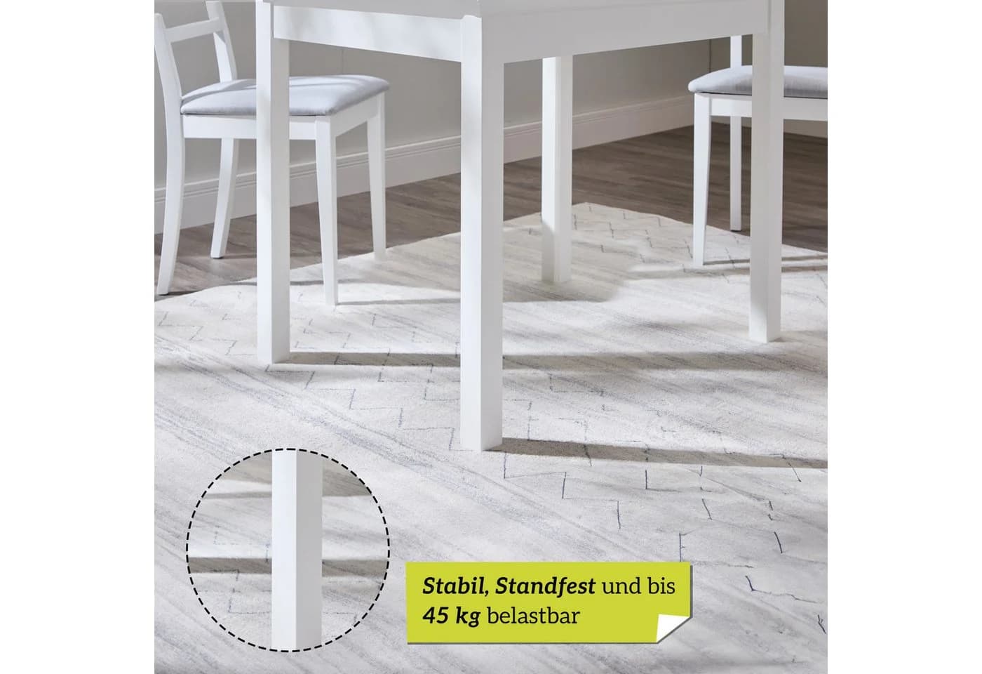 Smart Esstisch Rechteckig Weiß Scandi Look 4-Fußgestell - Bild 4