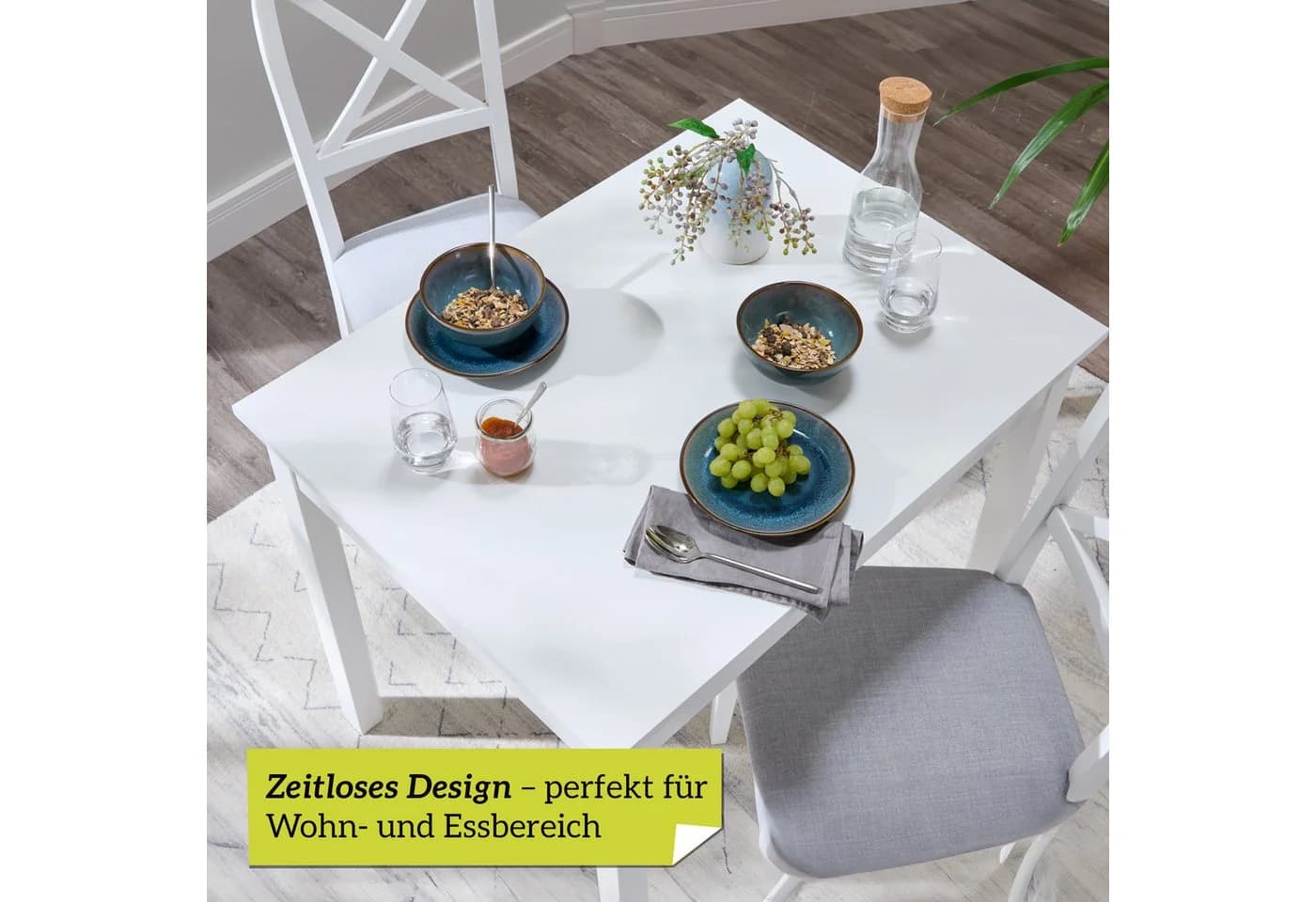 Smart Esstisch Rechteckig Weiß Scandi Look 4-Fußgestell - Bild 5