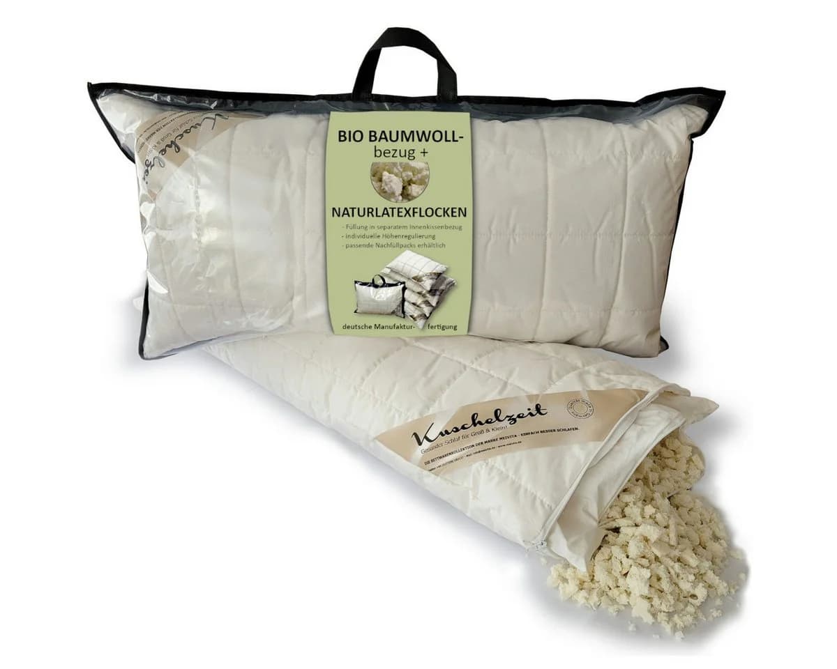 Meivita Kopfkissen mit Naturlatexflocken und kbA Baumwollbezug - Bild 2