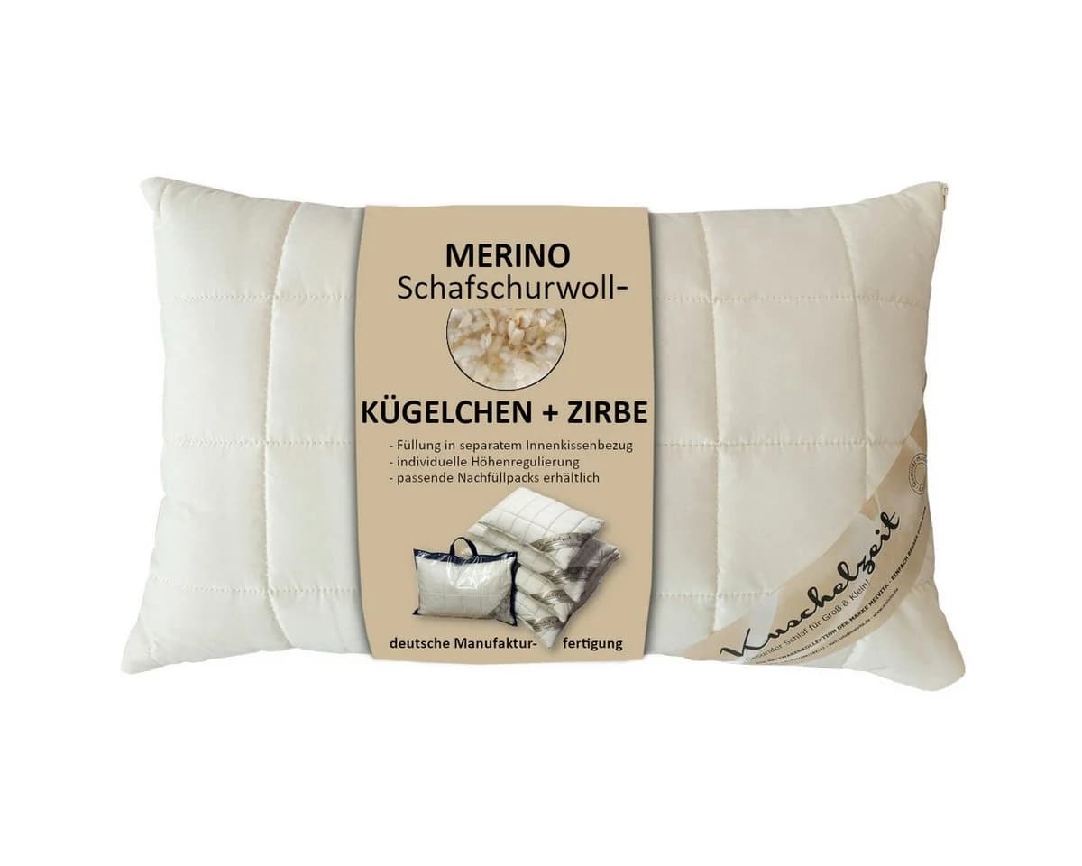 Meivita Kopfkissen Merino Schurwolle mit Zirbenholz beige - Bild 2