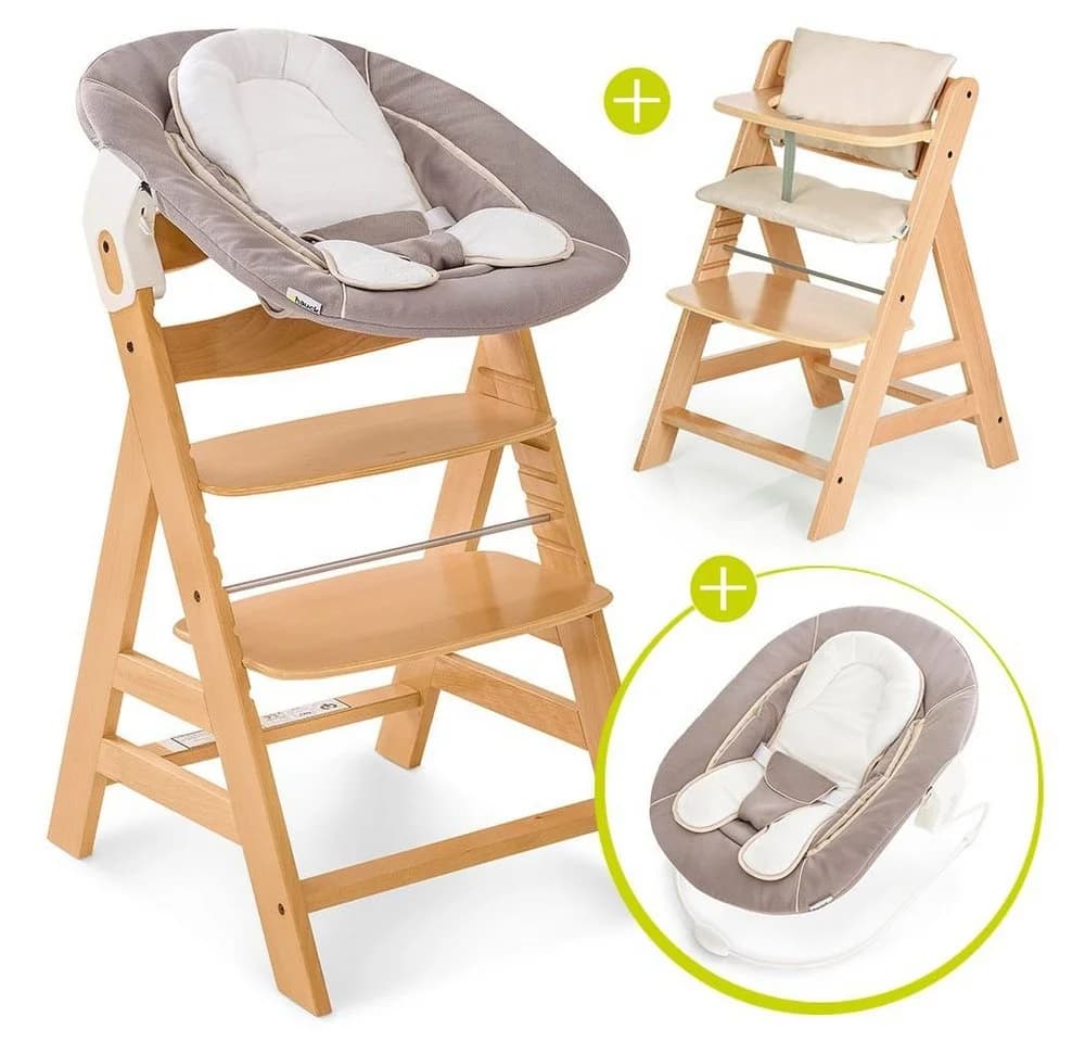 Hauck Hochstuhl Alpha Plus Natur Newborn Set Holz Babystuhl - Bild 2
