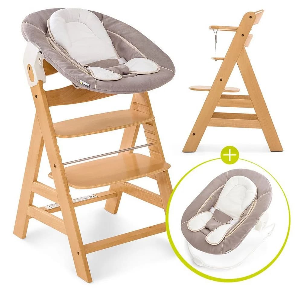Hauck Hochstuhl Alpha Plus Natur - Newborn Set mit Neugeborenenaufsatz - Bild 2