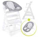 Hauck Hochstuhl Alpha Plus White Newborn Set Holz Babystuhl ab Geburt mit Aufsatz für Neugeborene höhenverstellbar Bild 2