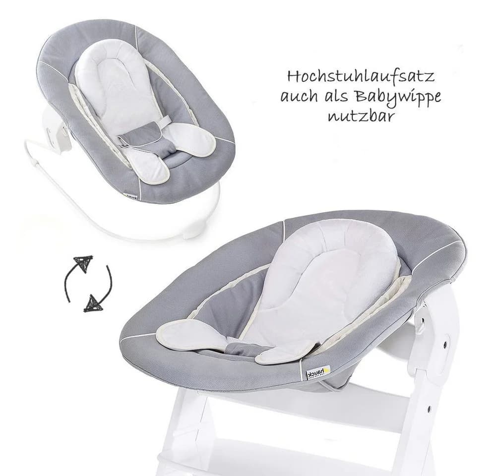 Hauck Hochstuhl Alpha Plus White Newborn Set Holz Babystuhl ab Geburt mit Aufsatz für Neugeborene höhenverstellbar - Bild 3