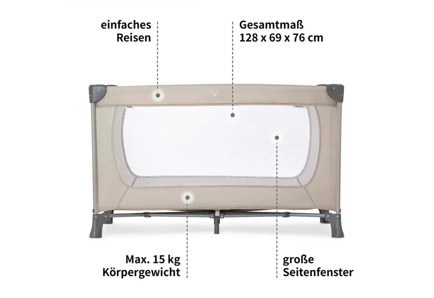 Hauck Baby-Reisebett Dream'n Play Beige mit Matratze & Moskitonetz - Bild 3