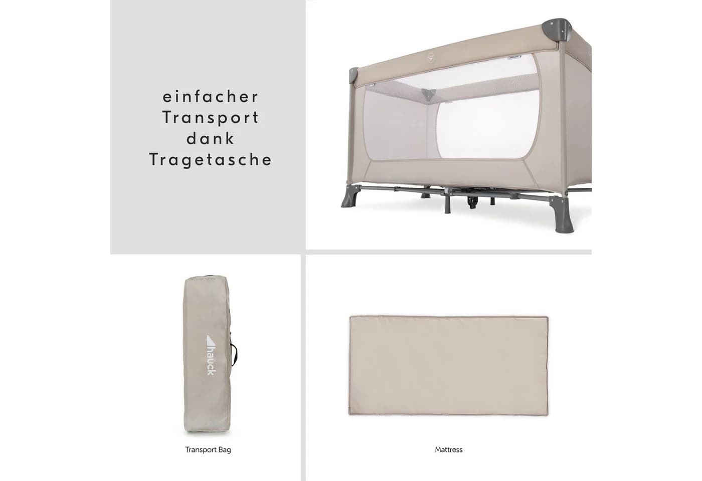 Hauck Baby-Reisebett Dream'n Play Beige mit Matratze & Moskitonetz - Bild 4