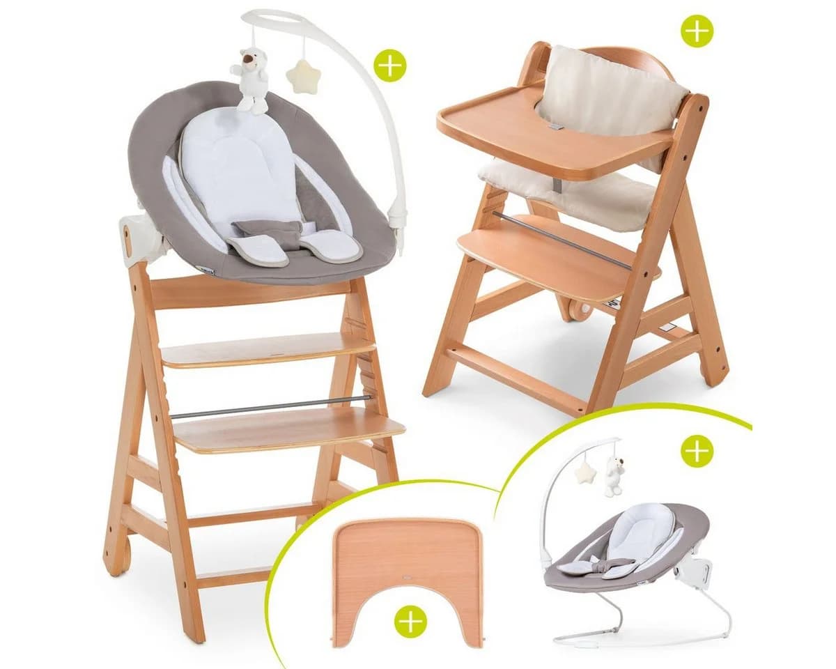 Hauck Hochstuhl Alpha Plus Move Natur Newborn Set mit Aufsatz - Bild 2