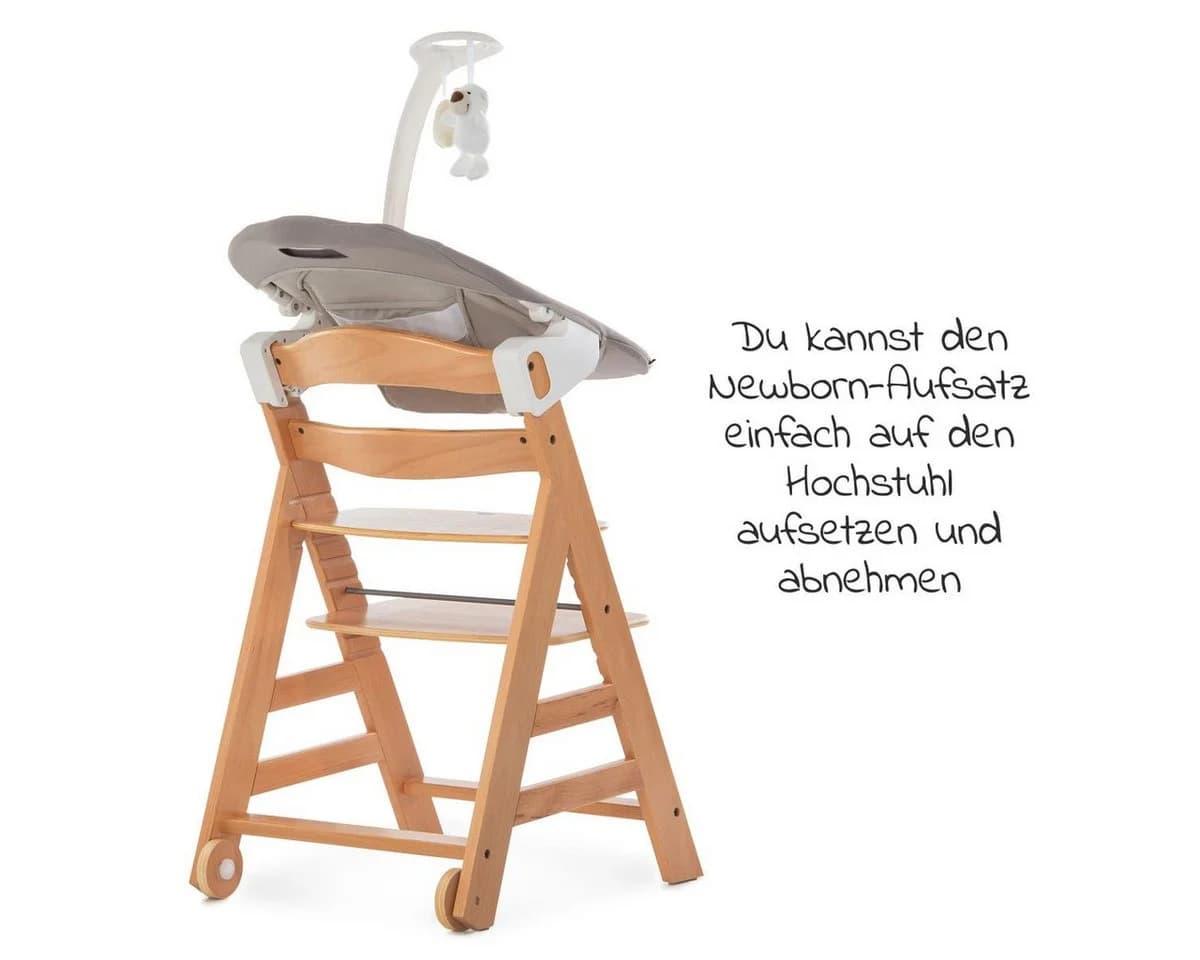 Hauck Hochstuhl Alpha Plus Move Natur Newborn Set mit Aufsatz - Bild 3