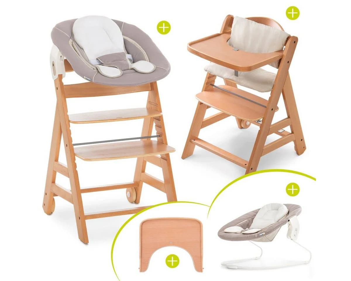 Hauck Hochstuhl Move Natur Newborn Set - Babystuhl ab Geburt inkl. Aufsatz - Bild 2