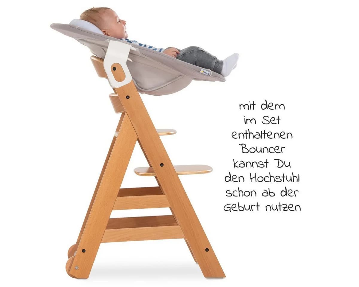 Hauck Hochstuhl Move Natur Newborn Set - Babystuhl ab Geburt inkl. Aufsatz - Bild 3