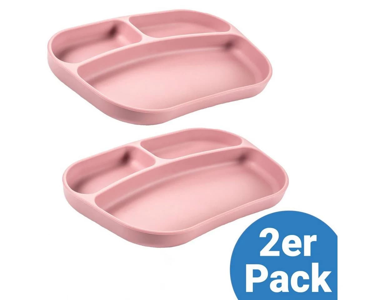 MiaMia Silikon Esslern-Teller Rosa 2er Pack - Bild 2