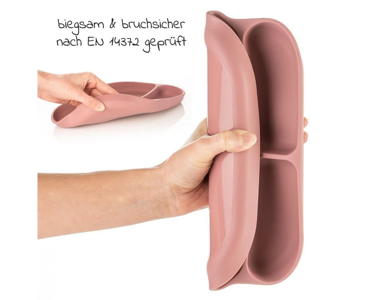 MiaMia Silikon Esslern-Teller Rosa 2er Pack - Bild 5
