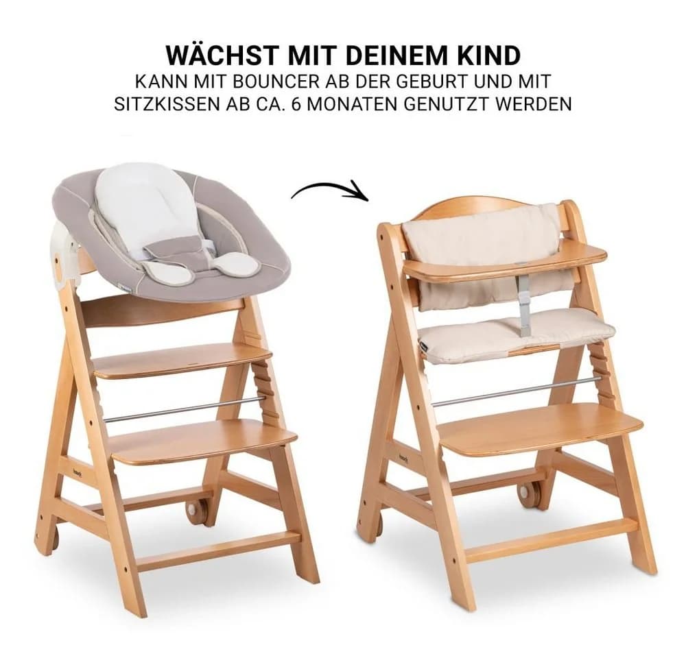 Hauck Hochstuhl Beta Plus Natur mit Neugeborenenaufsatz - Bild 4