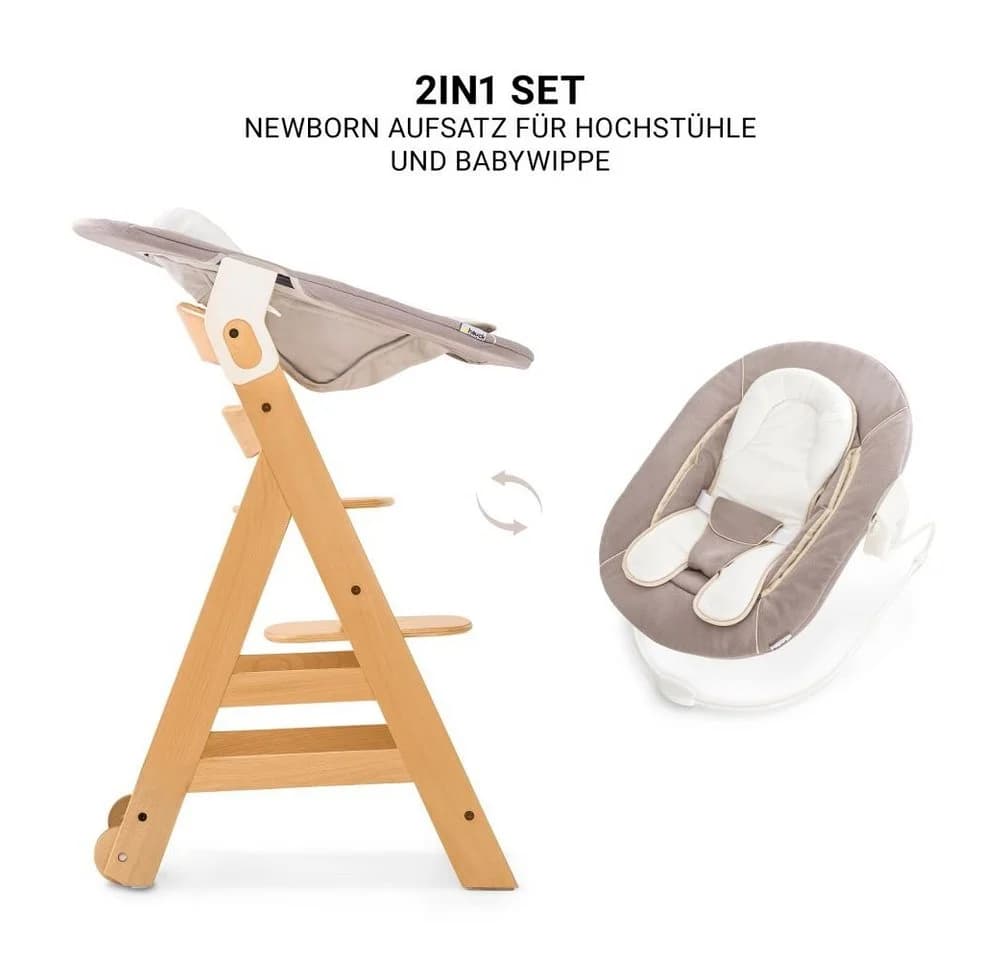 Hauck Hochstuhl Beta Plus Natur mit Neugeborenenaufsatz - Bild 5