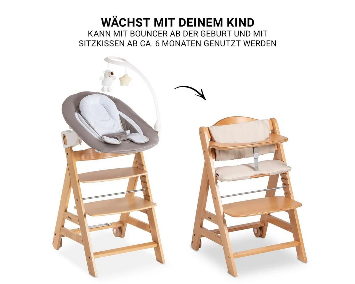 Hauck Hochstuhl Beta Plus Natur - Newborn Set Deluxe mit Aufsatz - Bild 4