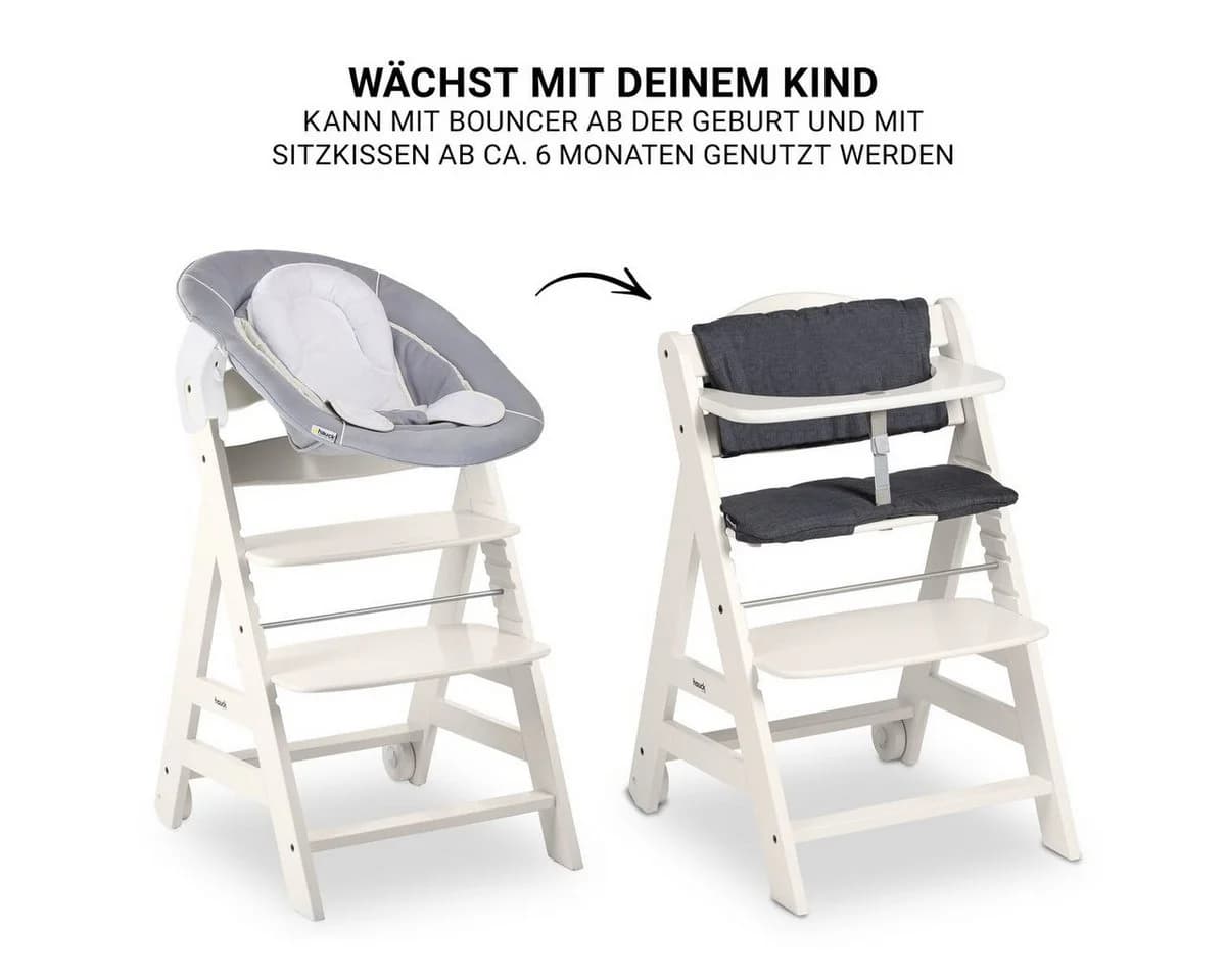 Hauck Hochstuhl Beta Plus White - Newborn Set mit Neugeborenenaufsatz - Bild 4