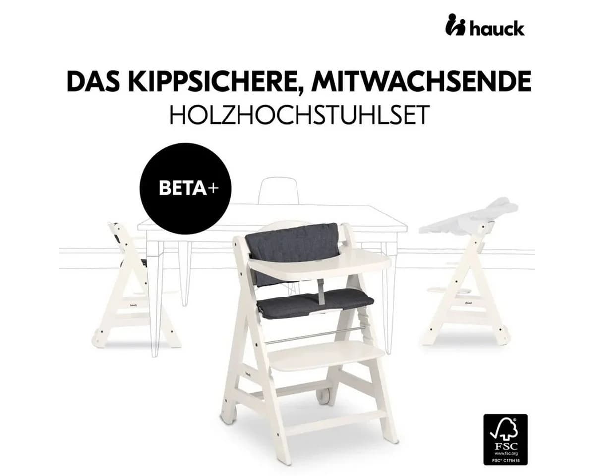 Hauck Hochstuhl Beta Plus White - Newborn Set Deluxe mit Aufsatz - Bild 3