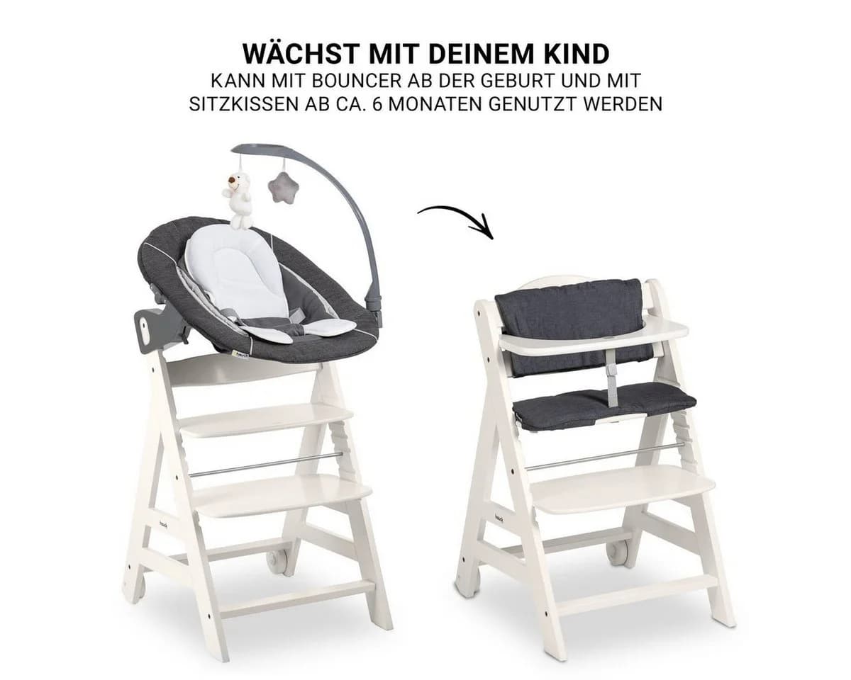 Hauck Hochstuhl Beta Plus White - Newborn Set Deluxe mit Aufsatz - Bild 4