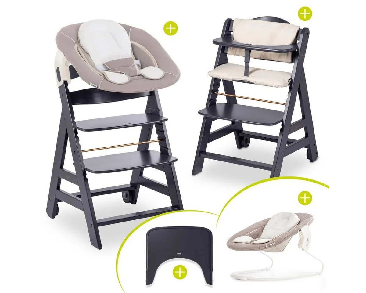 Hauck Hochstuhl Beta Plus Dark Grey - Newborn Set mit Aufsatz - Bild 2