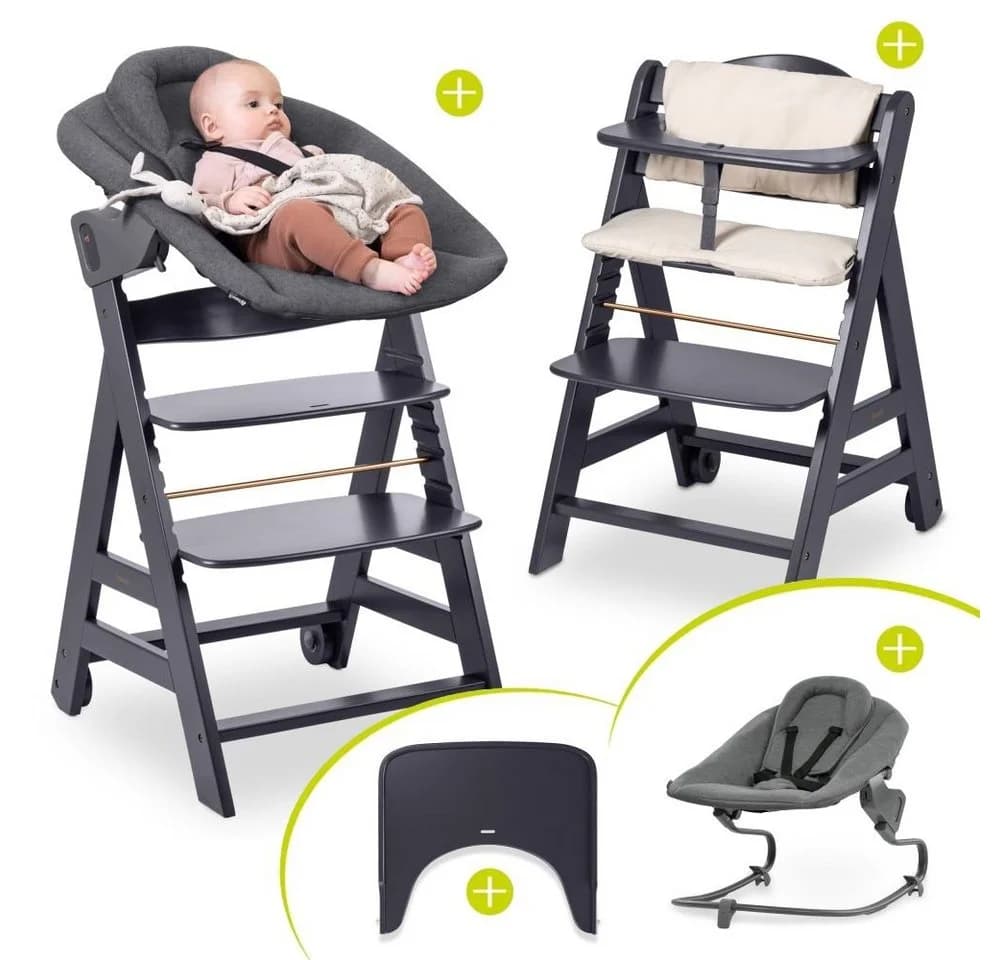 Hauck Hochstuhl Beta Plus Dark Grey Newborn Set - Bild 2