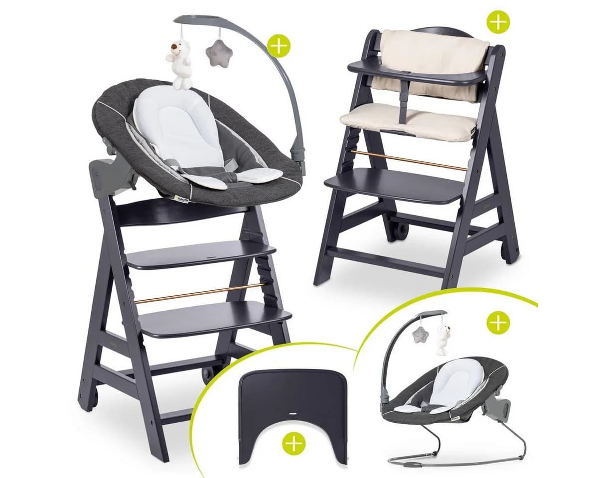 Hauck Hochstuhl Beta Plus Dark Grey - Deluxe Set mit Neugeborenen-Aufsatz - Bild 2
