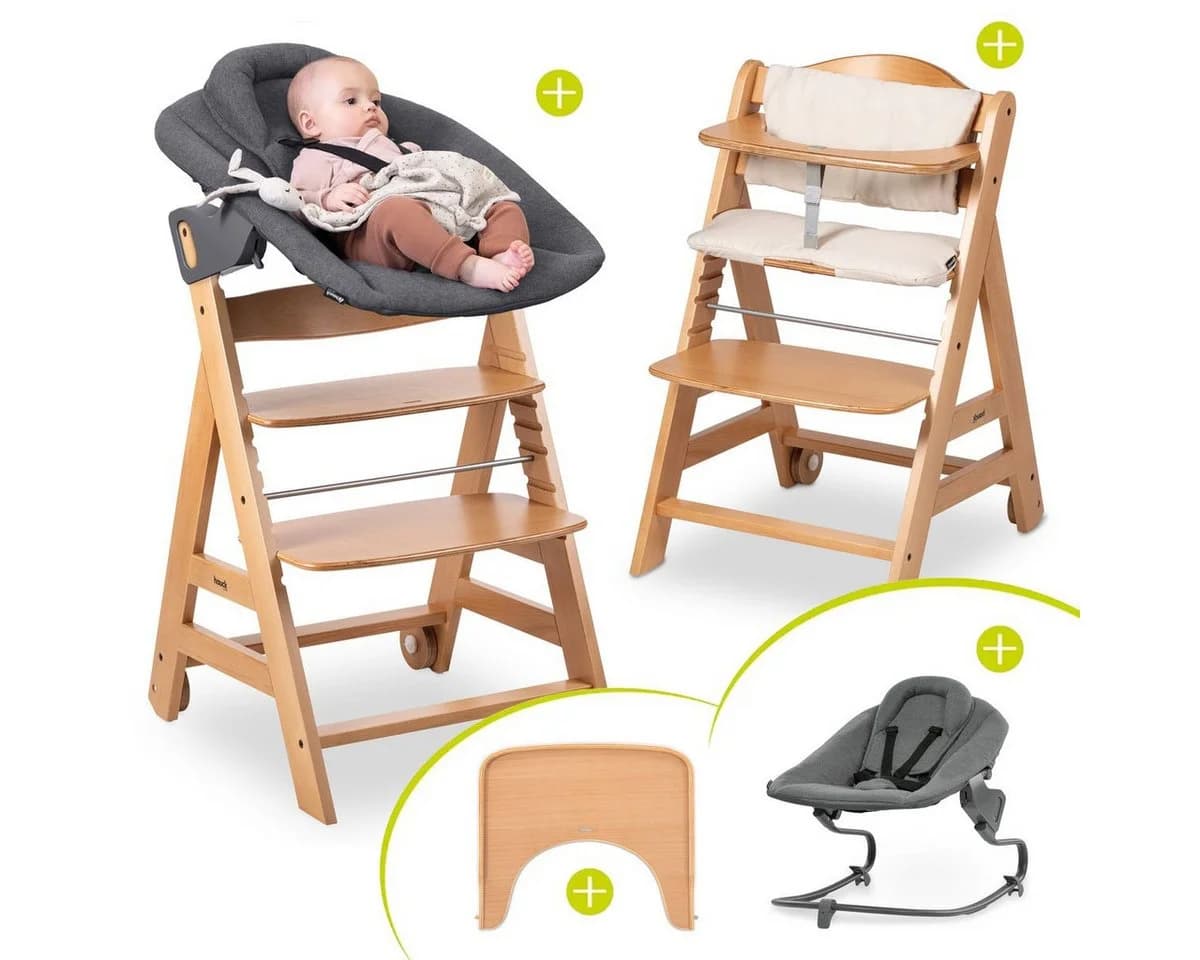 Hauck Hochstuhl Beta Plus Natural - Newborn Set mit Aufsatz - Bild 2