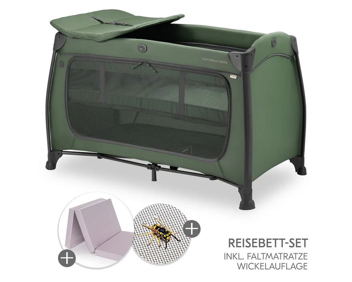 Hauck Baby-Reisebett Play'n Relax Center Dark Green mit Matratze, Insektenschutz, Wickelauflage, Einhang - Bild 2