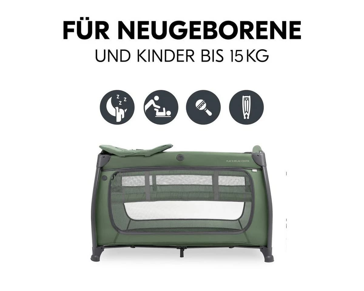 Hauck Baby-Reisebett Play'n Relax Center Dark Green mit Matratze, Insektenschutz, Wickelauflage, Einhang - Bild 3