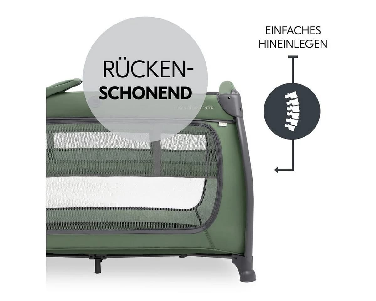 Hauck Baby-Reisebett Play'n Relax Center Dark Green mit Matratze, Insektenschutz, Wickelauflage, Einhang - Bild 4