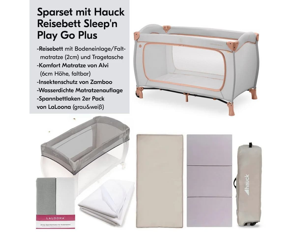 Hauck Baby-Reisebett Sleep N Play Go Plus XXL Set Dusty Cork
