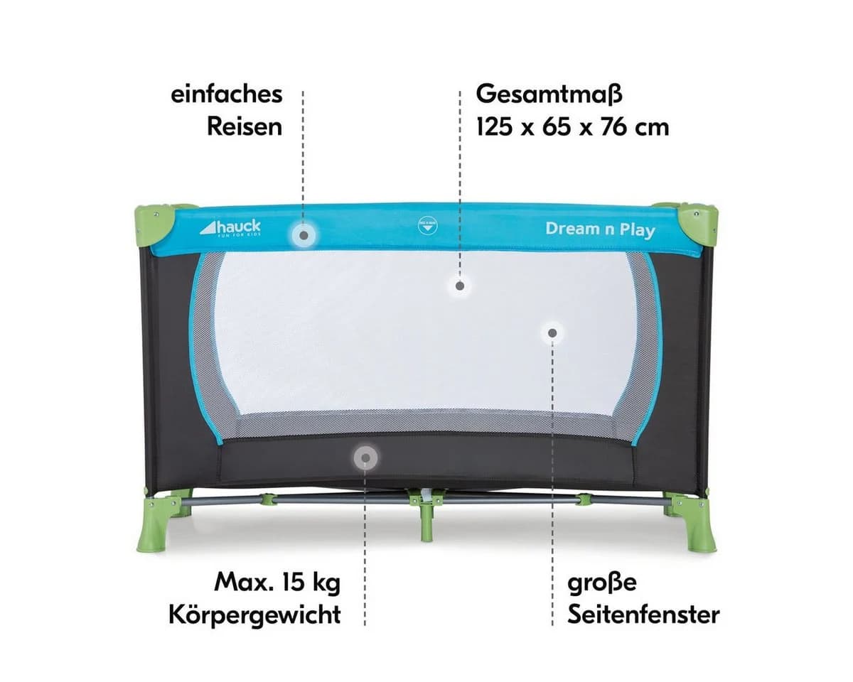 Hauck Baby-Reisebett Dream N Play Set Waterblue mit Matratze, Moskitonetz & Tasche - Bild 3