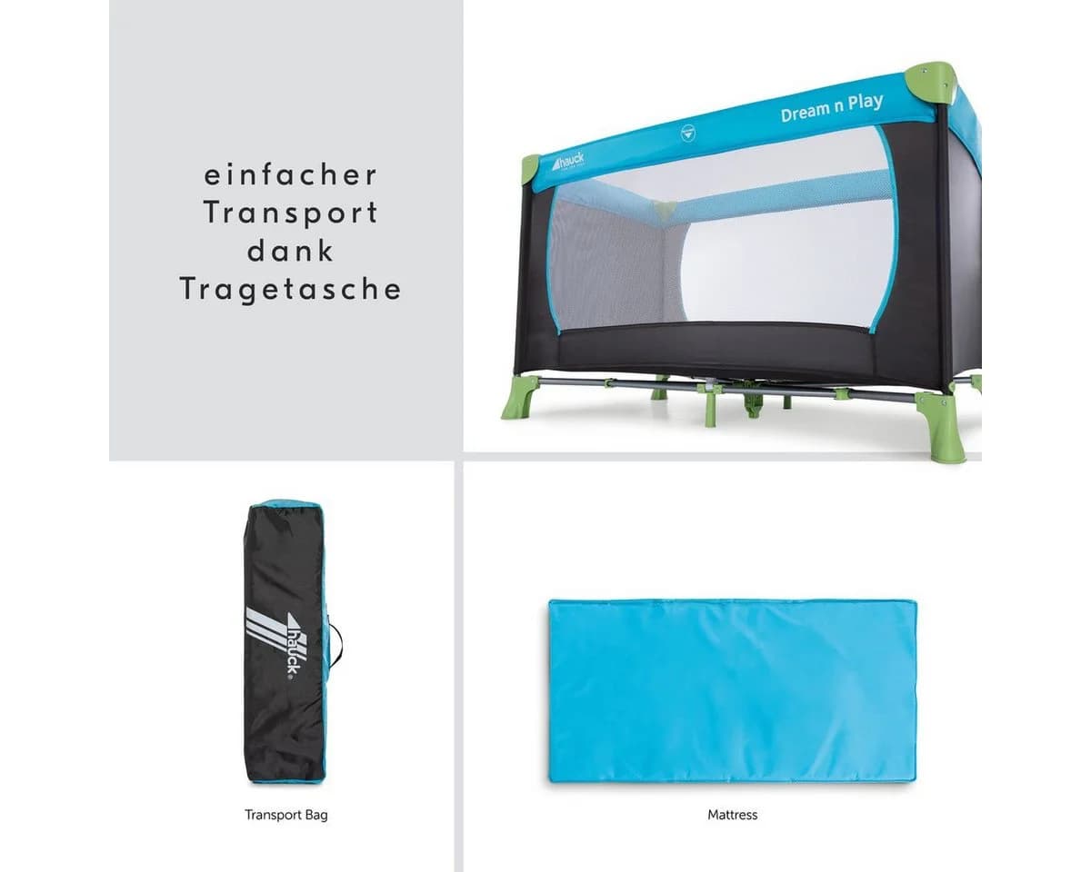 Hauck Baby-Reisebett Dream N Play Set Waterblue mit Matratze, Moskitonetz & Tasche - Bild 4