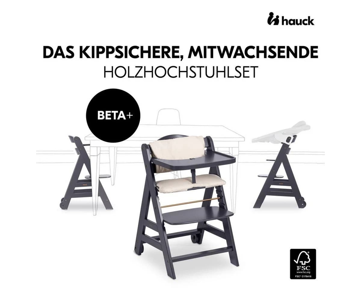 Hauck Hochstuhl Beta Plus Dark Grey - Newborn Set Premium - Bild 3