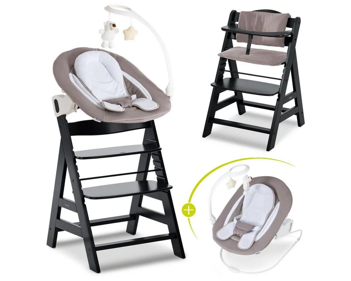 Hauck Hochstuhl Alpha Plus Black Newborn Set Deluxe mit Neugeborenenaufsatz - Bild 2