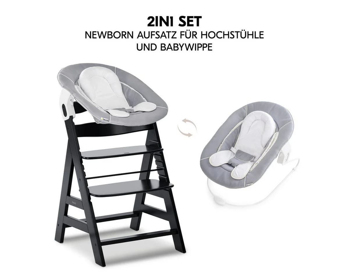 Hauck Hochstuhl Alpha Plus Black Newborn Set Schwarz/Grau Holz - Bild 5