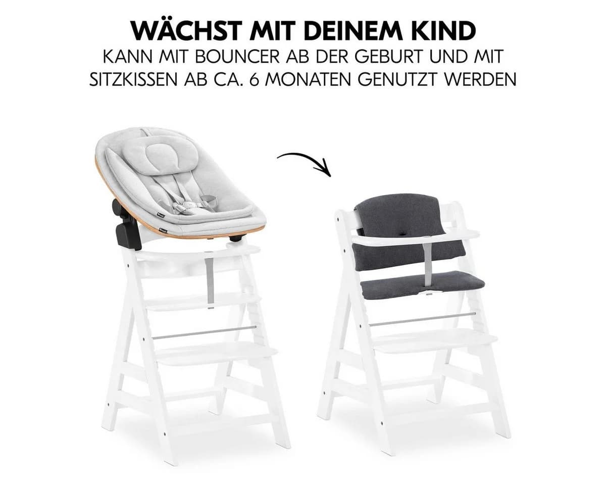 Hauck Hochstuhl Alpha Plus White Newborn Set Eco - Grau - Bild 3