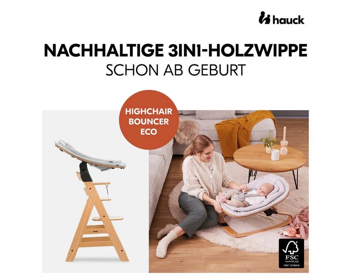 Hauck Hochstuhl Alpha Plus White Newborn Set Eco - Grau - Bild 4