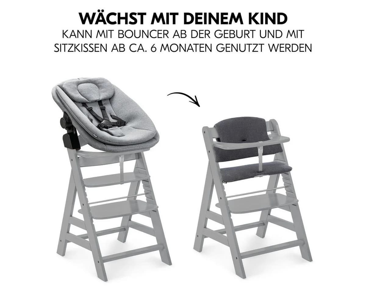 Hauck Hochstuhl Alpha Plus Grey Newborn Set mit Neugeborenenaufsatz - Bild 3