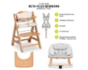 Hauck Hochstuhl Beta Plus Natural Newbornset Eco Light Grey Holz Babystuhl ab Geburt mit Neugeborenensatz, Sitzkissen, Essbrett Bild 1